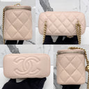Chanel Pink Vanity Lambskin Chain Shoulder Crush Camellia GHW W Mirror