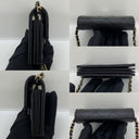 Chanel SLG Caviar Skin Chain Classic Flap Card Case Black
