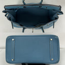 Hermès Birkin 35 Blue Jean Clemence, ștampila H, fără clochette/lacăt/cheie