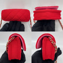 Chanel Red Cotton Matelasse Cd0104 Novelty Jersey Mini Clutch On Chain Flap Rfid Bag