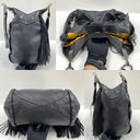 Céline Black Leather Dimitri Fringed Shoulder