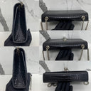 Saint Laurent Black Kate Croco Embossed Chain Shoulder SHW