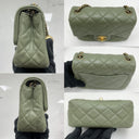 Chanel Green Lambskin Leather Matelasse Coco Crush 17Cm Mini Square Shoulder