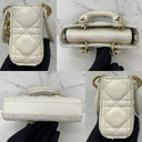 Dior White Leather Cannage D-joy 3 Way Micro GHW Shoulder