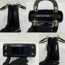 Dior Black Lady Mini Patent Flap Ver Shoulder