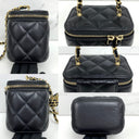 Chanel Black Matelasse Mini Vanity Chain Crush Shoulder 10Cm