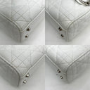 Dior Lady Mini White SHW (nylon Interior) Lambskin