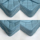 Chanel Turquoise Blue Leather Matelasse Lambskin 20Cm Mini Rectangle Rhinestones Top Handle