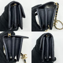 Chanel Black Caviar Skin Coco Logo Chain Card Holder Mini Pouch Shoulder