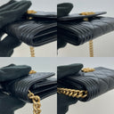 Chanel Boy Black Caviar GHW Card Holder With Chain Shoulder