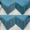 Hermès Birkin 35 Blue Jean Clemence, ștampila H, fără clochette/lacăt/cheie
