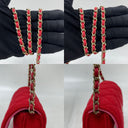 Chanel Red Cotton Matelasse Cd0104 Novelty Jersey Mini Clutch On Chain Flap Rfid Bag