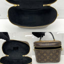 Louis Vuitton Brown Leather Reverse Monogram Top Handle Chain Shoulder Vanity PM