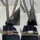 Saint Laurent Black Kate Croco Embossed Chain Shoulder SHW
