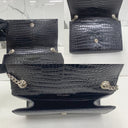 Saint Laurent Black Kate Croco Embossed Chain Shoulder SHW