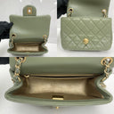 Chanel Green Lambskin Leather Matelasse Coco Crush 17Cm Mini Square Shoulder
