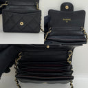 Chanel SLG Caviar Skin Chain Classic Flap Card Case Black