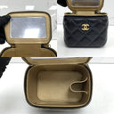 Chanel Black Matelasse Mini Vanity Chain Crush Shoulder W/mirror W/card No.31 10Cm