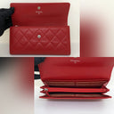Chanel Red Caviar Skin Long Wallet SHW