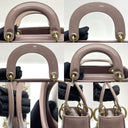 Dior Pink Mauve Cannage Patent Mini Lady Dior Chain Shoulder Suede Interior Flap Version