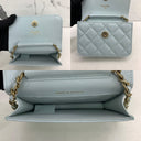 Chanel SLG Matelasse Lambskin Mini Chain Clutch Blue