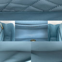 Chanel Turquoise Blue Leather Matelasse Lambskin 20Cm Mini Rectangle Rhinestones Top Handle