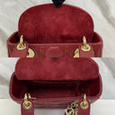 Dior Lady Mini (flap/suede) W/rhinestone Charms Red GHW
