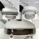 Dior Lady Mini White SHW (nylon Interior) Lambskin