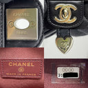 Geantă de umăr Chanel Black Matelasse din piele de miel cu lanț în formă de inimă și accesorii argintii