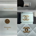 Chanel SLG Matelassé din piele de miel, mini poșetă cu lanț, albastru