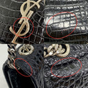 Saint Laurent Black Kate Croco Embossed Chain Shoulder SHW