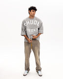 Rhude Tricou Boxy cu Mâneci Medii Cote D’Azur Gri Melanj