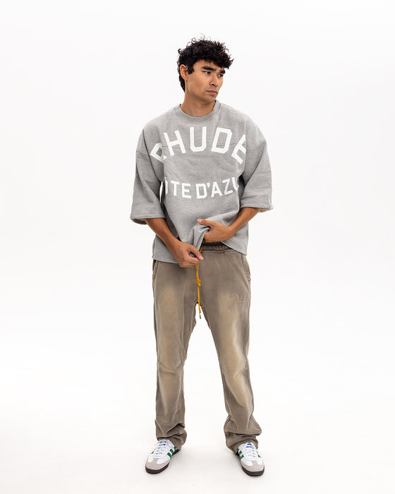 Rhude Cote D’Azur Mid-Sleeve Boxy Tee Heather Grey