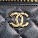 Chanel Black Lambskin Gold Tone Metal CC Chain Vanity Case CC
