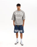 Rhude Tricou Boxy cu Mâneci Medii Cote D’Azur Gri Melanj