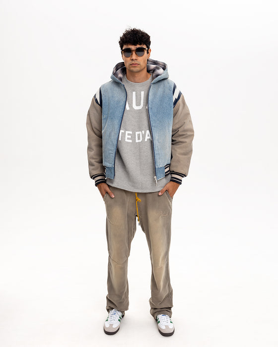 Rhude Denim Lightning Bomber Hoodie Denim