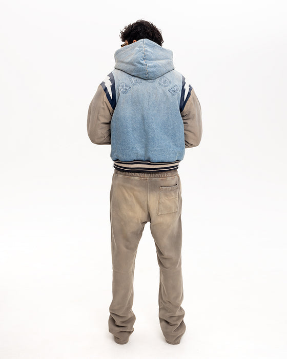 Rhude Denim Lightning Bomber Hoodie Denim