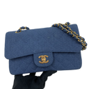 Chanel No.2 Blue Jersey Matelassé 23cm Double Flap - GHW with Card | Pre-Loved