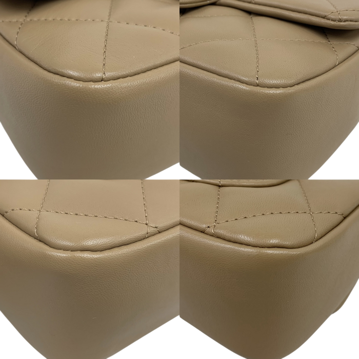 Chanel AS3457 Beige Lambskin Classic Flap Mini Rectangle - Heart Charm Microchip | Pre-Loved