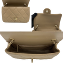 Chanel AS3457 Beige Lambskin Classic Flap Mini Rectangle - Heart Charm Microchip | Pre-Loved