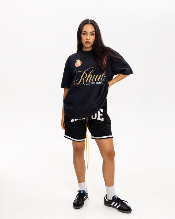 Rhude Collegiate Basketball Shorts Black White