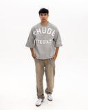 Rhude Tricou Boxy cu Mâneci Medii Cote D’Azur Gri Melanj