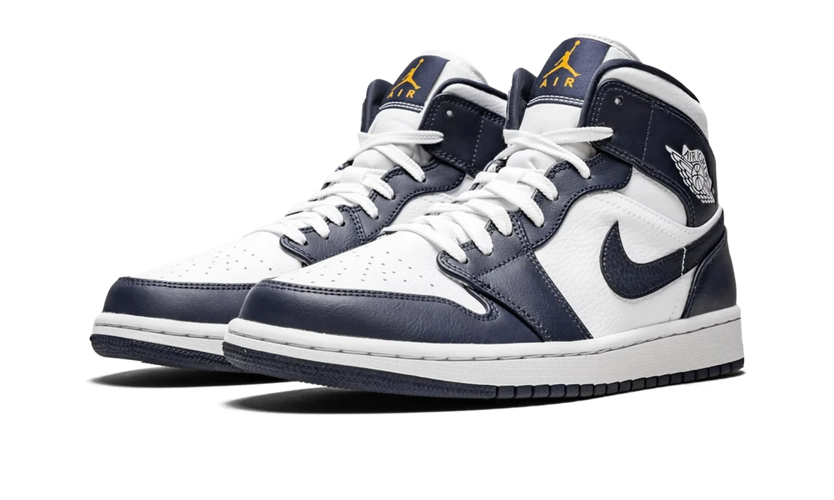 Air Jordan 1 Mid White Metallic Gold Obsidian