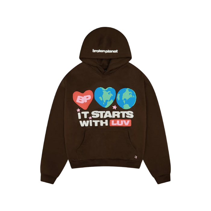 Broken Planet It Starts With Luv Mocha Brown Hoodie