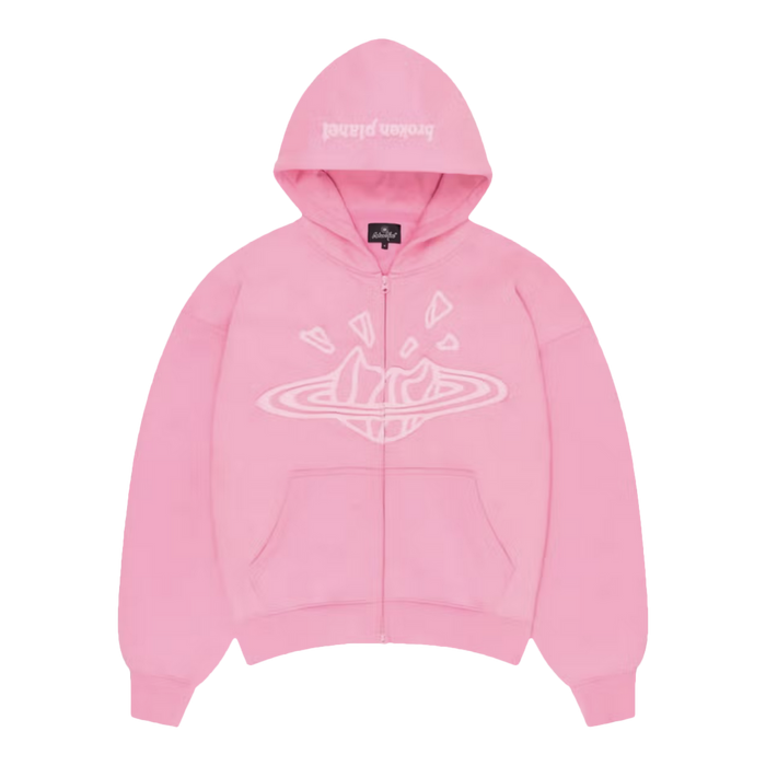 Broken Planet Zip Up Hoodie Candy Pink