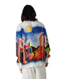Casablanca Long Sleeve Cuban Collar Silk Shirt in Midnight Acropolis