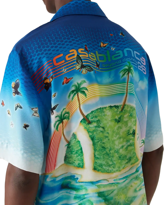 Casablanca Beyond Destiny Cuban Collar Short Sleeve Silk Shirt