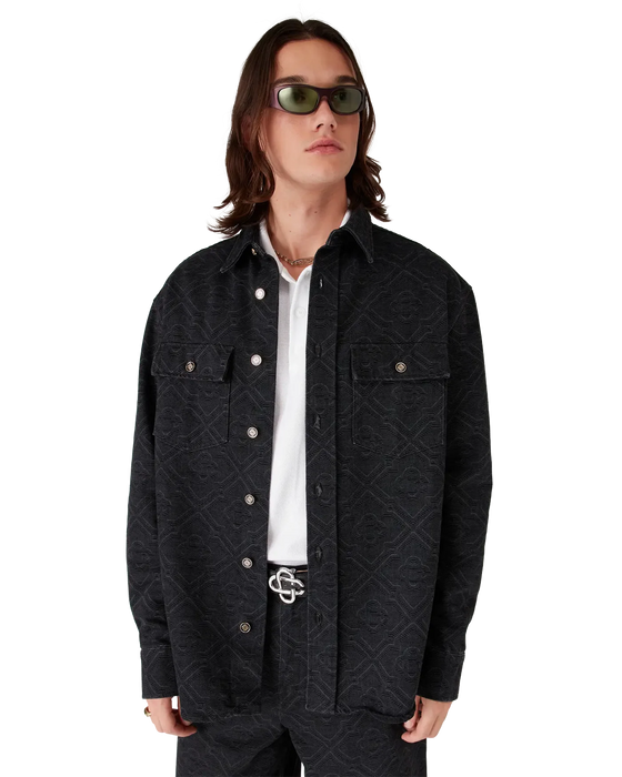 Casablanca Black Laser Long Sleeve Denim Shirt