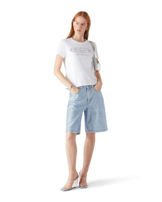 Casablanca Crystal Warped Logo Fitted T-shirt