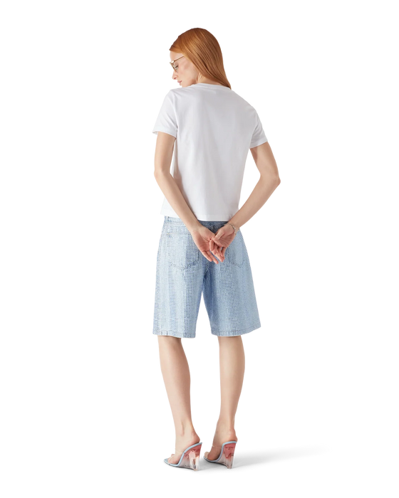 Casablanca Crystal Warped Logo Fitted T-shirt